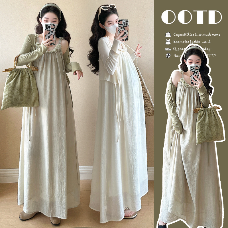 Maternity Wear Summer Dress 2026 New Style Stylish during Pregnancy, Not Obvious as Pregnant, Suspender Dress Set, Beautiful French-Style Dress Maternity Wear Summer Dress 2026 New Style Stylish during Pregnancy, Not Obvious as Pregnant, Suspender Dress Set, Beautiful French-Style Dress