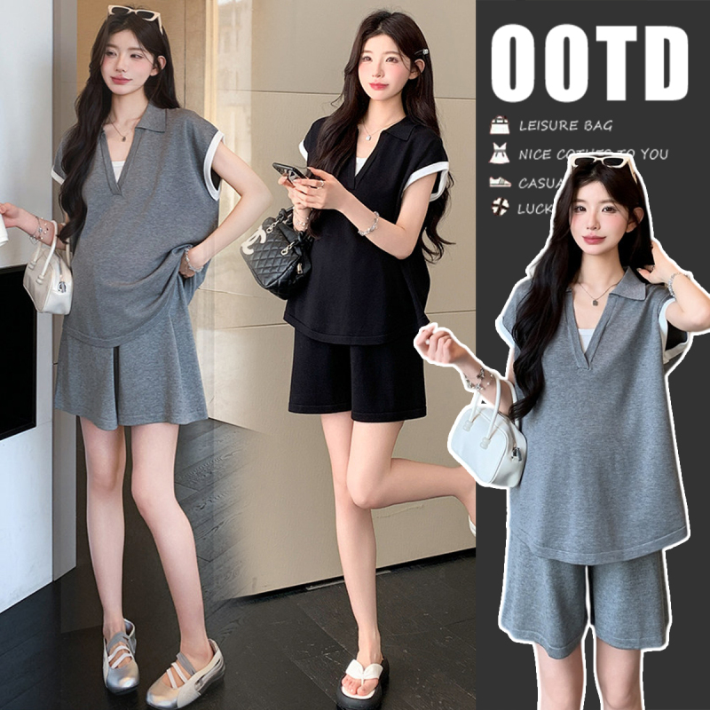 Trendy Maternity Wear Summer Set 2026 New Style Women's Summer Short-Sleeved Top and Shorts That Don'T Show Pregnancy, Complete Set