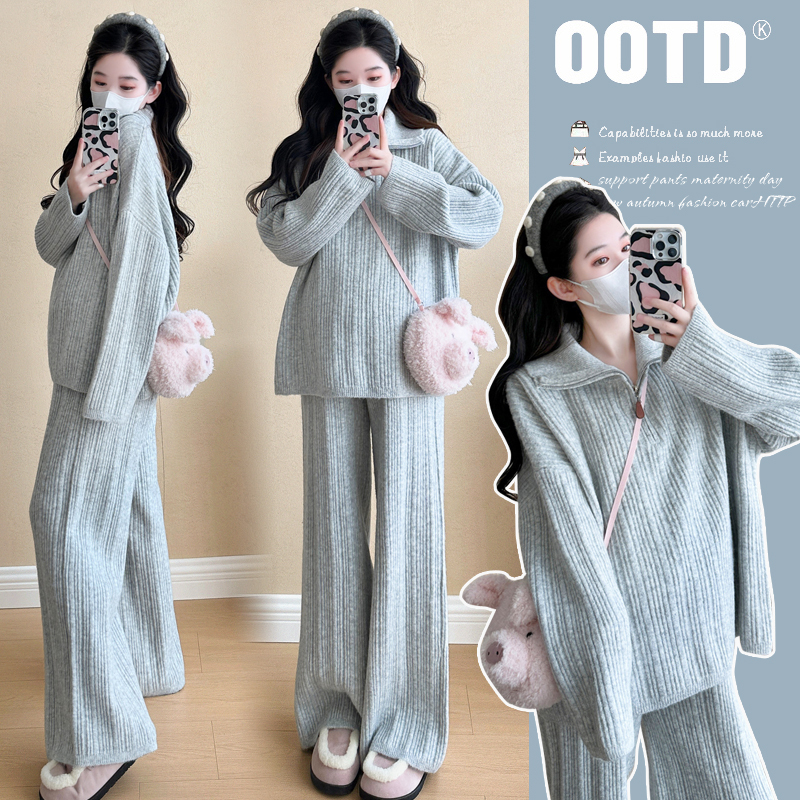 Maternity Wear Autumn and Winter Set 2026 New Style Lazy Style Sweater Set Stylish Spring and Autumn High-End Outfit Maternity Wear Autumn and Winter Set 2026 New Style Lazy Style Sweater Set Stylish Spring and Autumn High-End Outfit