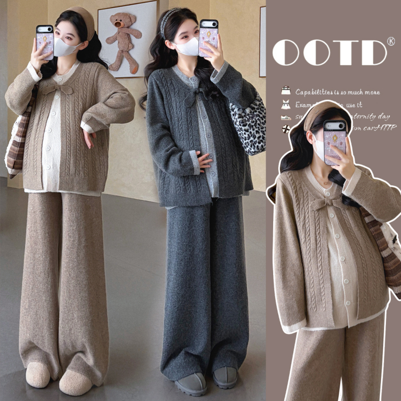 Maternity Wear Autumn and Winter Suit Sweater Outfit Complete Set 2026 New Style Stylish during Pregnancy Without Looking Bulky High-End Feel Maternity Wear Autumn and Winter Suit Sweater Outfit Complete Set 2026 New Style Stylish during Pregnancy Without Looking Bulky High-End Feel