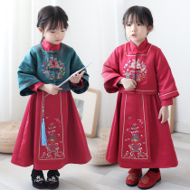 Childrens Chinese style vintage cotton dress autumn and winter girls Tang Costume National style baby costume