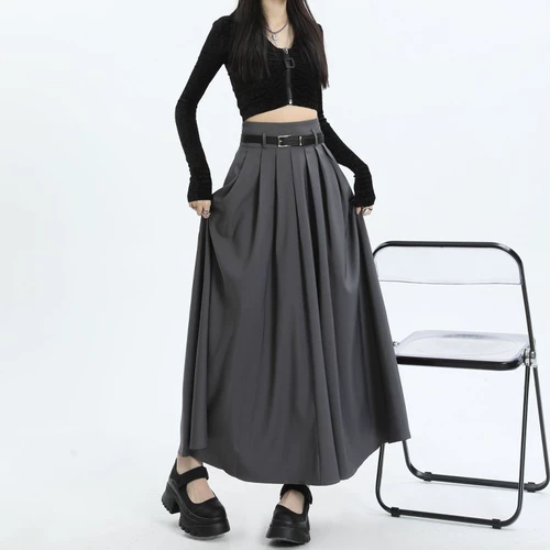 Пиджак классического кроя, осенняя дизайнерская юбка в складку, длинная юбка, плиссированная юбка, тренд сезона, А-силуэт