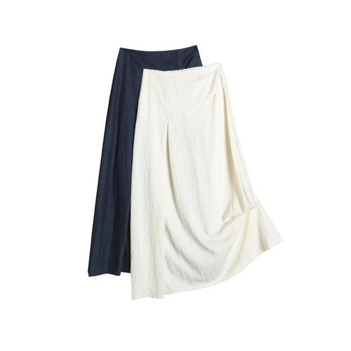 Тонкая дизайнерская длинная юбка, из хлопка и льна, тренд сезона, высокая талия, А-силуэт