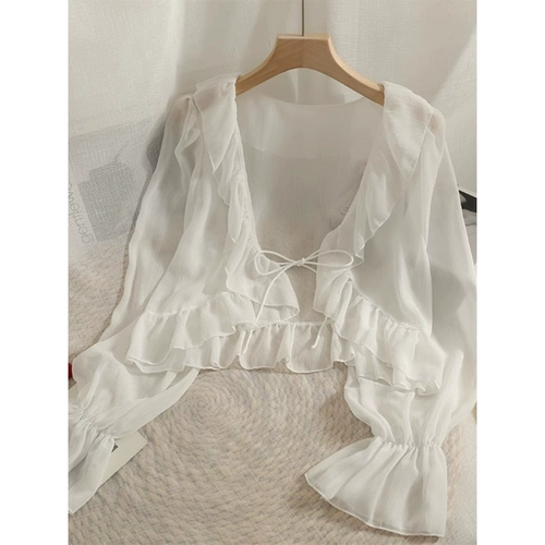 Шифоновое тонкое платье-комбинация, летняя шелковая накидка, жилет, защита от солнца