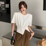 Белая короткая сексуальная футболка с молнией, свободный крой, на молнии, короткий рукав