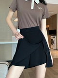 Летняя черная мини-юбка для отдыха, высокая талия, А-силуэт