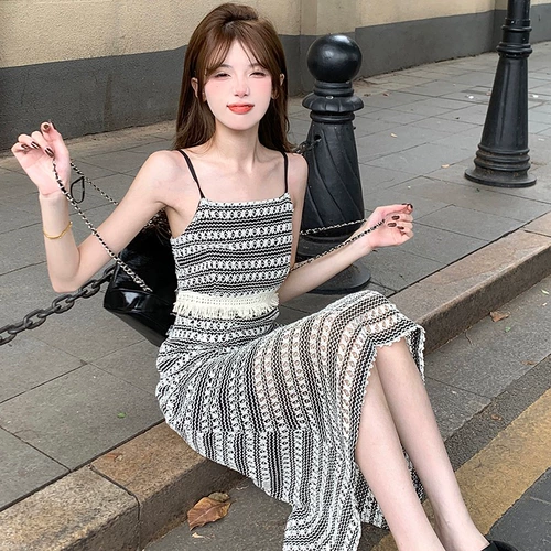 Ретро сексуальный трикотажный корсет, платье, кардиган, яркий броский стиль