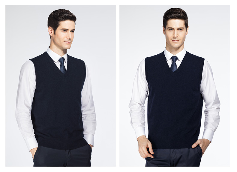 Romon / Romon trung niên áo len cashmere tinh khiết kinh doanh mùa thu và mùa đông giải trí áo vest cổ chữ V nam bên trong vest đan ao khoac len nam