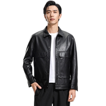 (Cotted to keep warm) Romon Mens Business Lapel Short PU Leather Jacket 2024 Autumn New Thickened Jacket for Men