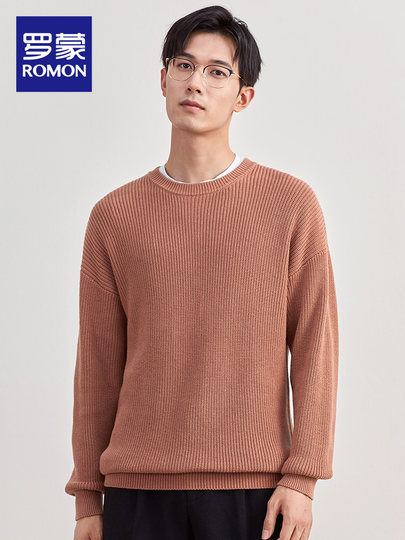 [Прямая скидка]Мужской трикотажный свитер Romon из чистого хлопка, весна 2026, модный повседневный универсальный теплый свитер с круглым вырезом для мужчин