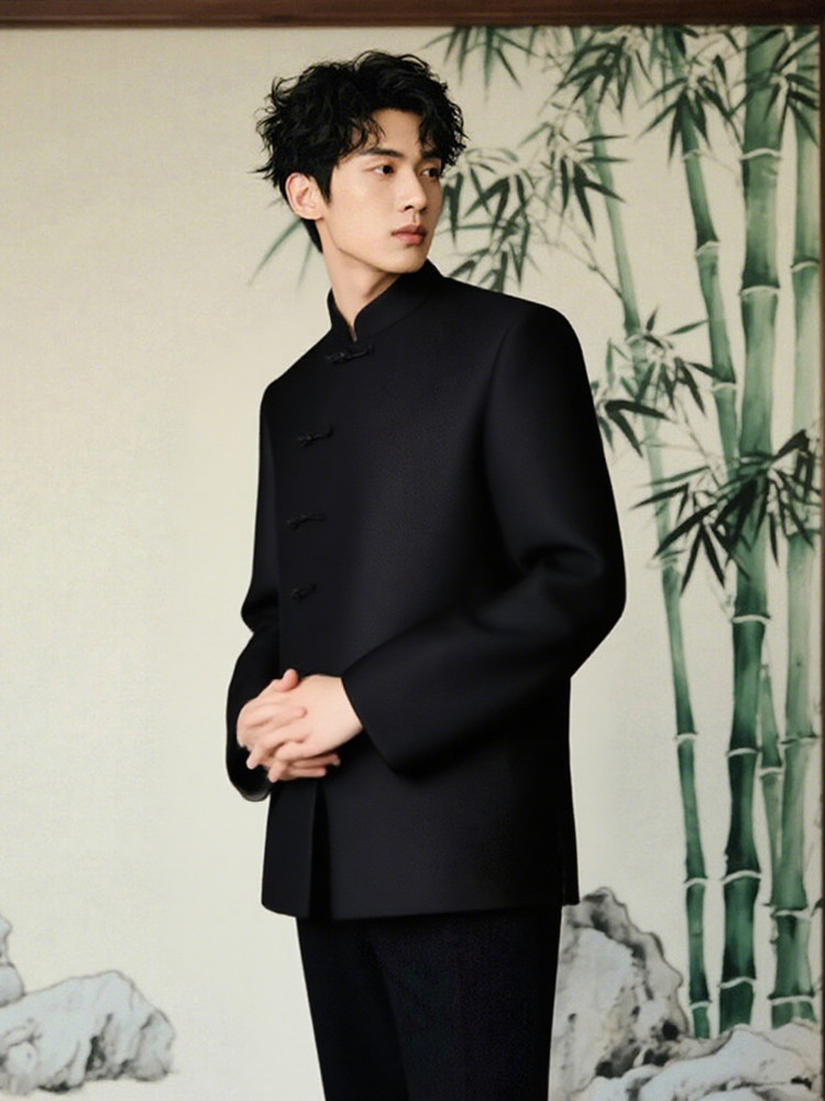 [Moyun]Luo Meng Chinese-Style Suit Set 2025 Autumn and Winter New Groom Wedding Chinese-Style Stand-Up Collar Zhongshan Suit Nx