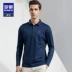 Romon / Luomen nam kinh doanh áo thun dài tay trẻ trung mùa xuân và mùa thu mới màu rắn giản dị bên trong áo POLO shop bán áo thun nam có cổ Polo