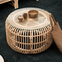 Rattan coffee table combination homestay ins style Indonesian rattan table Japanese style simple side few creative round tea table