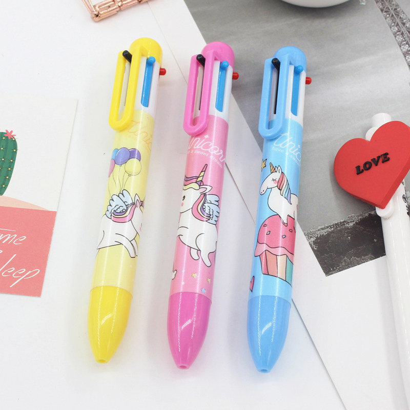 (Excellent percent) student office creative stationery cute cartoon six-color ballpoint pen 6-color ballpoint pen color pen 6-color