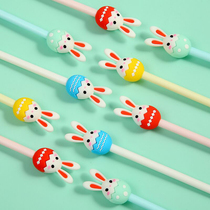 Korean Stationery Small White Rabbit SILICONE HEAD 0 5mm BLACK WATER PEN CUTE MIDDLE SEX PEN CREATIVE SIGNATURE PEN CARBON PEN