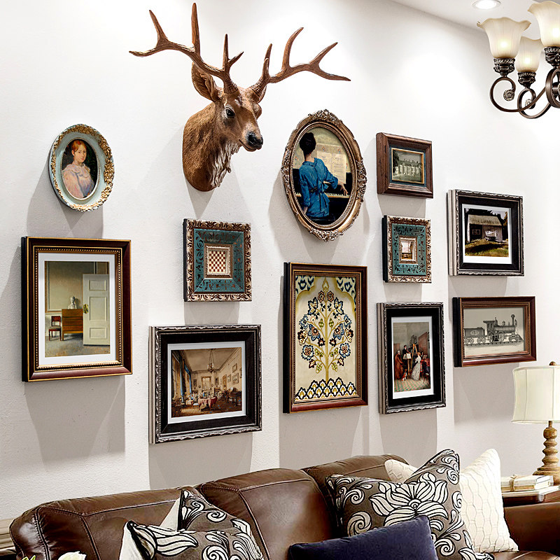 Retro American photo frame hanging wall Living Room Wall Decoration Photo Frame Composition Photo Wall American Wall Decoration Background Wall