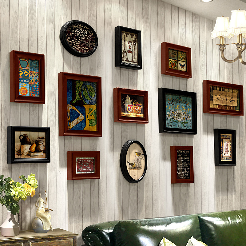 Living Room Decorative Painting, Dining Room American Retro Mural, Sofa Background Wall Combination Hanging Painting, Creative Wall Decorations