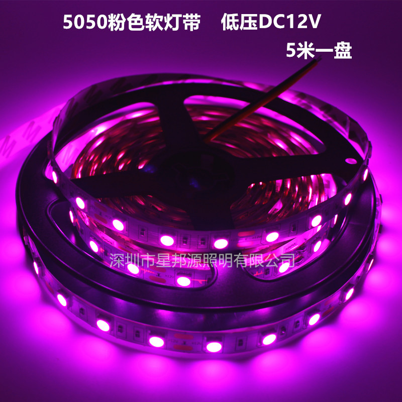12V pink light strip 5050 pink purple soft light strip LED 2835 soft light strip car 12V waterproof soft light strip
