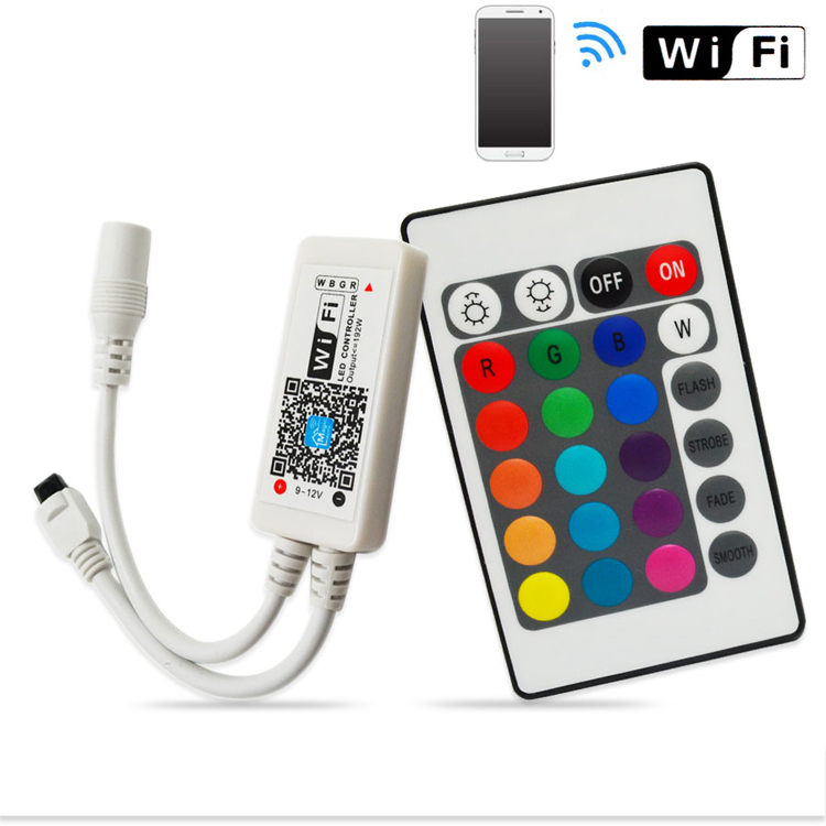 LED light with controller mobile phone remote control RGBW light with coloured light strip WIFI control for intelligent mobile phone app control