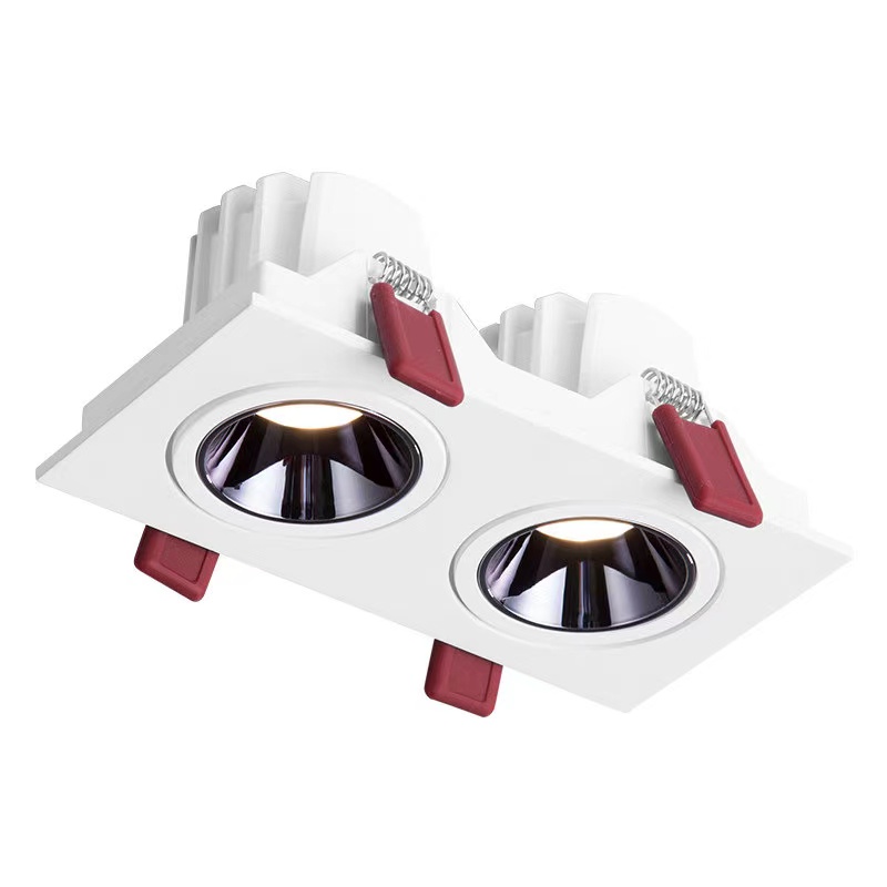 LED double-head square spotlight embedded household hole lamp black double-head anti-glare without main lamp design