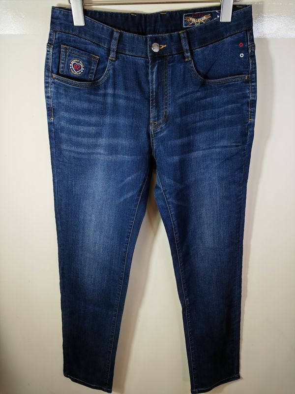 Bijia's New Men's Business Spring/Summer Thin Stretch Jeans, Sizes 31-42, Dark Blue Straight-Cut Style, Genuine Product