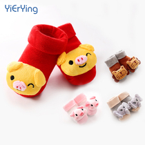 Baby socks spring and autumn 0 to 3 months baby non-slip socks newborn cute pig modeling socks spring and autumn