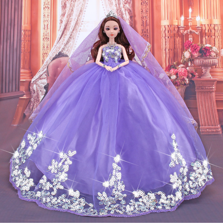 3D real eye doll big wedding dress gift box set doll girl toy gift single