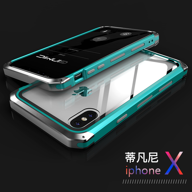 GINMIC Solace Glass Aerospace Aluminum Frame Toughened Glass Case Cover for Apple iPhone X