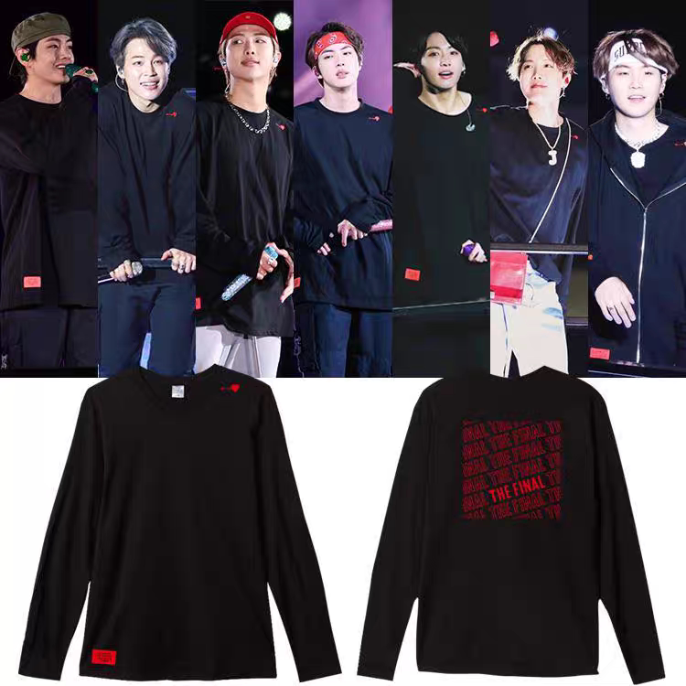 Bts Concert Style Long-Sleeve T-Shirt, Stage Outfit Merchandise, Fan Support Clothing, Unisex Base Shirt, Trendy