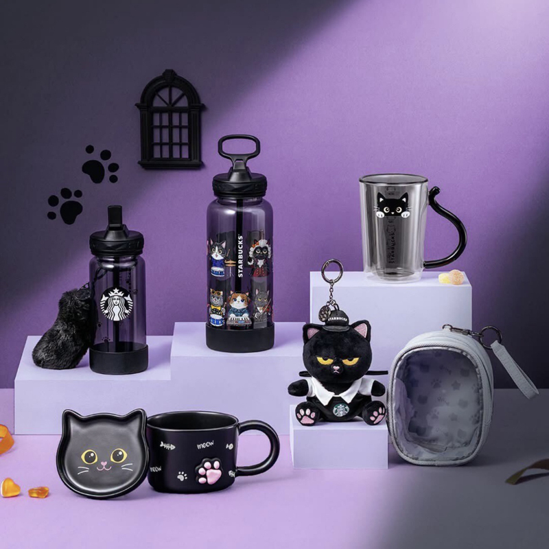 Taiwan Starbucks 2026 Halloween Black Cat Series Mug Stainless Steel Insulated Cup Glass Cup Pendant