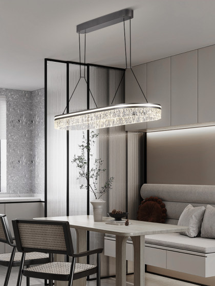 Italian-Style Light Luxury Long Dining Room Chandelier, Oval High-End Designer Art Island Lamp, Minimalist Dining Table Lighting