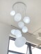 Large Chandelier for Duplex Living Room, Villa with High Ceilings, Long Chandelier for Stairs, Loft Minimalist Cream Style Creative Pebble Lamp