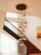 Italian-Style Mid-Century Glacier Water Drop Chandelier Duplex Loft Staircase Light Apartment Vintage Peach Wood Villa Suspended Chandelier
