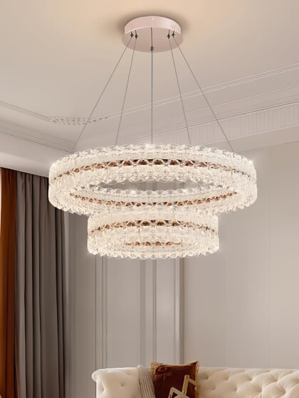 Italian-Style Fashionable and Cozy Chandelier, Simple Modern Wave-Shaped Living Room Lamp, Light Luxury Led Full-Spectrum Eye-Protecting Hall Chandelier