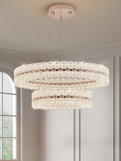 Italian-Style Fashionable and Cozy Chandelier, Simple Modern Wave-Shaped Living Room Lamp, Light Luxury Led Full-Spectrum Eye-Protecting Hall Chandelier