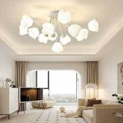 French-Style Ceiling Light for Living Room, Cream Style, Simple Living Room Ceiling Light, Bedroom Warm Floral Lighting Fixture, 2023 New Model