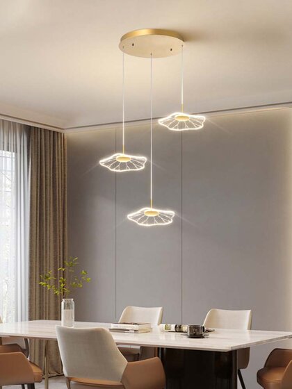 Staircase Chandelier Lotus Leaf Lamp for Open-Air Mezzanine Villa Loft Apartment Light Luxury Hollow Duplex Living Room Large Chandelier