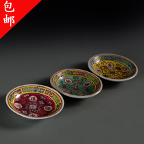 Jingdezhen longevity plate plate Old factory goods antique plate Vintage plate Eighty ninety tray cup holder Tea stand