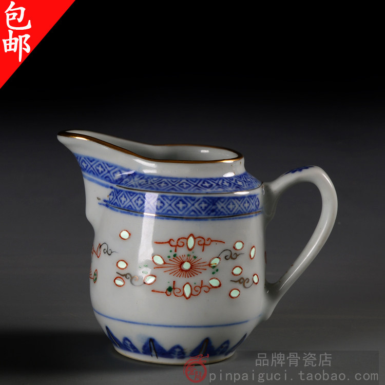Add Color Sketch Golden Green Flower Lingo Fair Cup Middle ceramic ware Jingdezhen Old factory goods tea set Old stock Out of stock Milk Tank