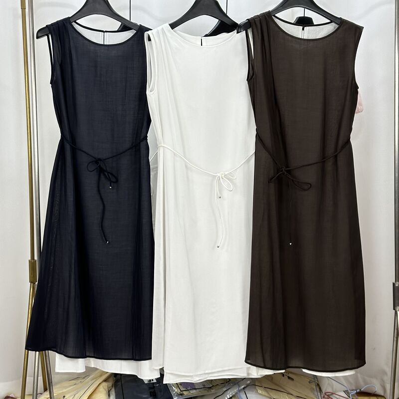 Boutique Brand Lyocell Dress 2026 Summer New Style Side Slit Sleeveless Tank Dress Mid-Length Dress for Layering or Wearing Alone