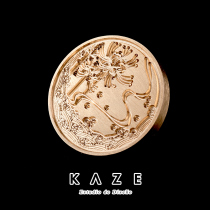 KAZE Manzhu Shahua Bana red beauty fall original vintage brass fire paint seal ancient style