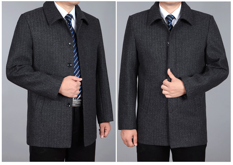 Yalu nam len nam coat trung niên giản dị áo khoác cha ở giữa của dài ve áo áo khoác nam