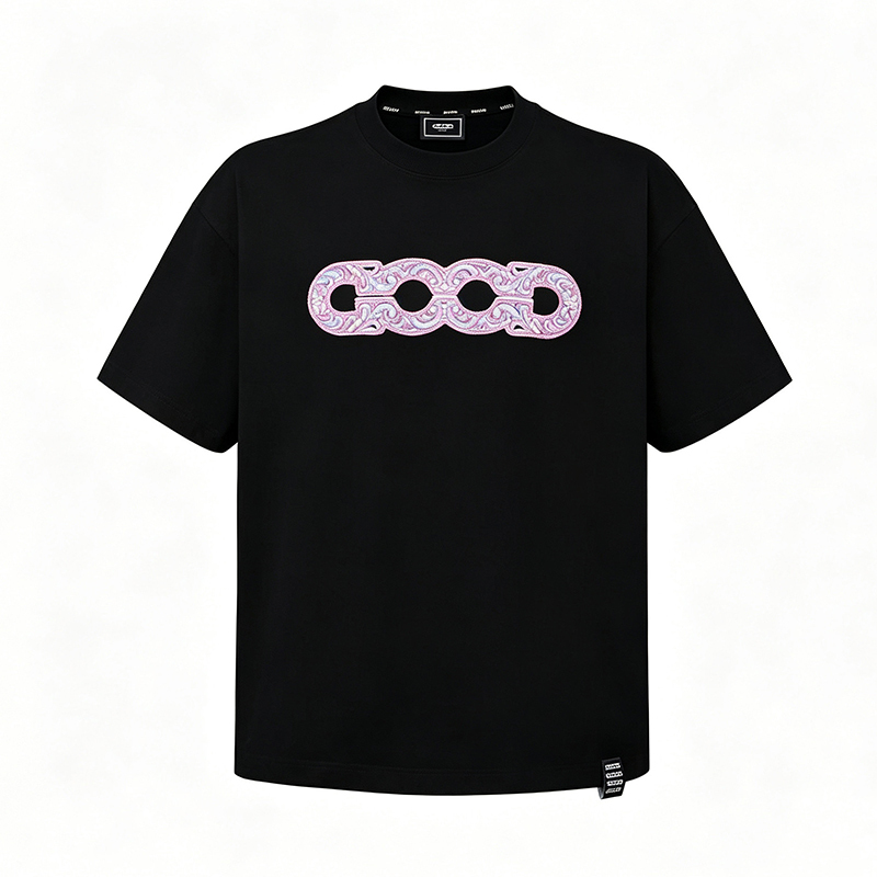 Goodbrand 2026Ss Purple Nebula Embroidery Light Luxury Fashion High-End Short-Sleeve T-Shirt Unisex