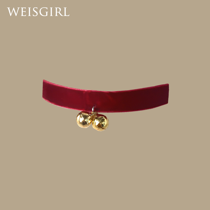 (series) Weisgirl Japan-ROK Cebu Happiness Small Bell Necklace necklace with punk neck ring Item Circle Single Ornament Ornament