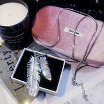 Net red personality feather sweater chain long autumn and winter Korean wild metal pendant necklace decorative accessories trendsetter