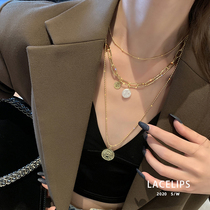 LACELIPS ins cold wind stacked wearing necklace Net red head portrait pendant multi-layer short neck chain choker female