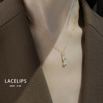 LACELIPS clear bamboo pendant necklace tide ins cold wind Net red light luxury senior choker female