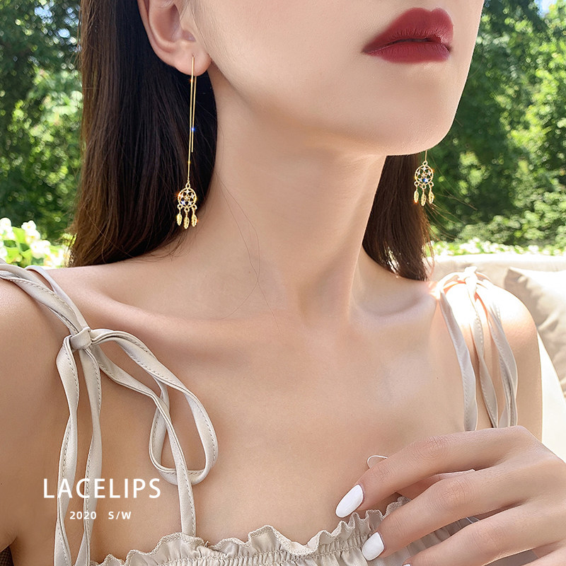 LACELIPS face thin earrings 2020 new fashion long version of the tassel earrings temperament net red earrings women