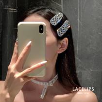 LACELIPS out fashionable attitude ~ retro velvet flash Diamond Net red ins clip headdress hair accessories women