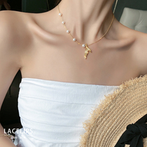 LACELIPS pearl necklace female fishtail pendant choker niche design sense ins cold wind Net red neck chain